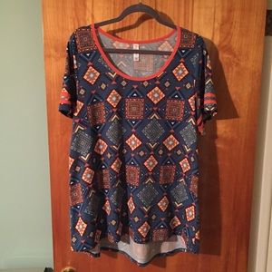 Lularoe Classic Tee in blues and oranges